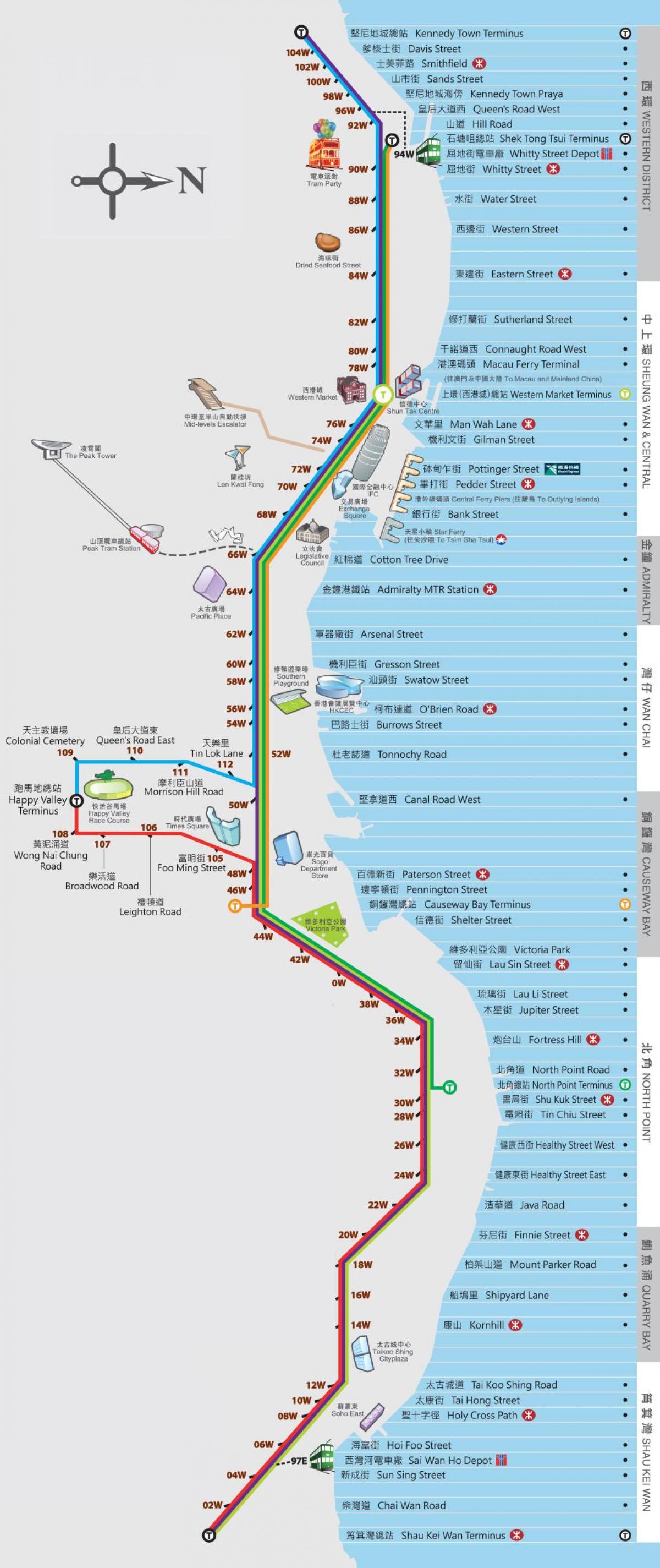 Hong Kong ding ding villamos térkép