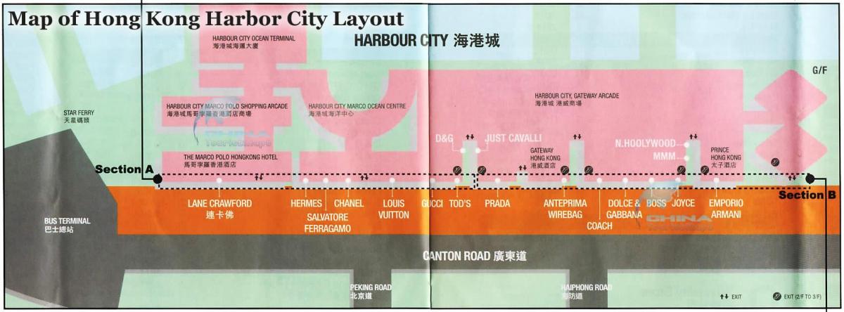 térkép harbour city-Hong Kong