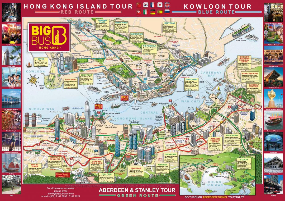 hop on hop off busz Hong Kong térkép