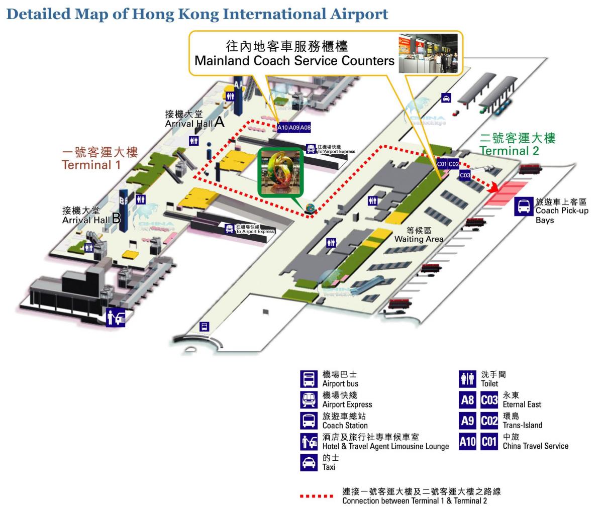 Hong Kong-i repülőtér, térkép terminál 1 2