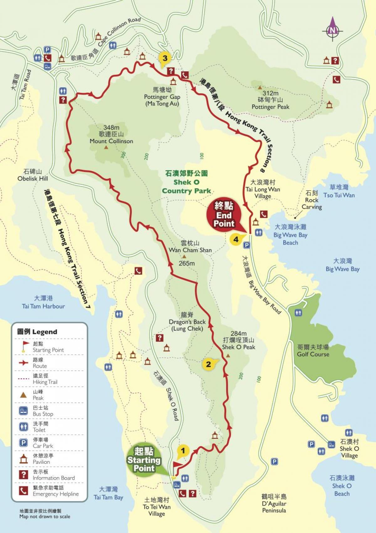 túrázás térkép Hong Kong