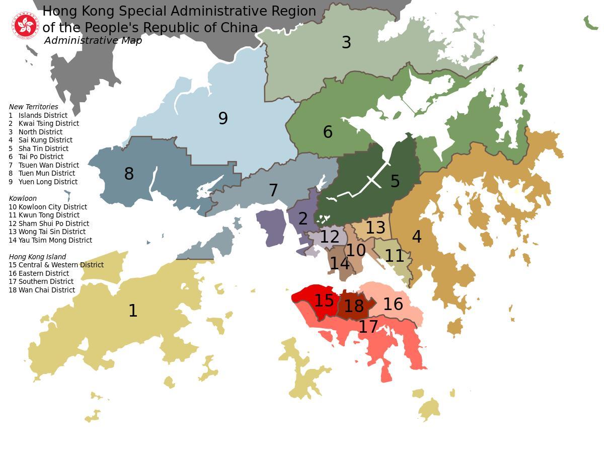 térkép Hong Kong városrészek