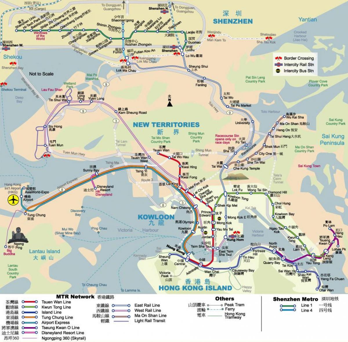 MTR térkép Hong Kong