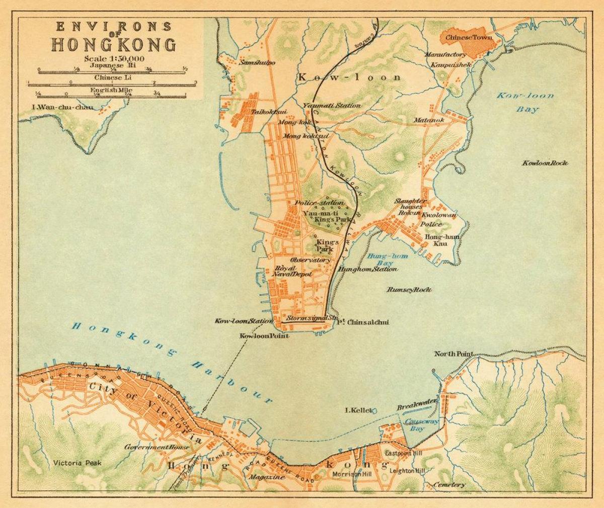 régi térkép Hong Kong