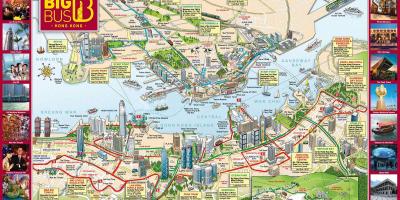 Hong Kong nagy busz-túra térkép