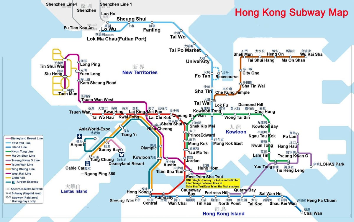 metró térkép Hong Kong