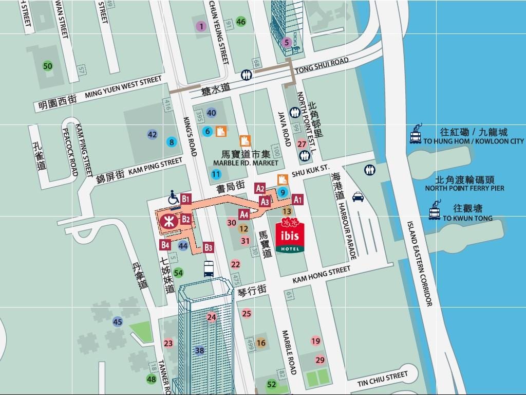 north point MTR állomás kijárati térkép